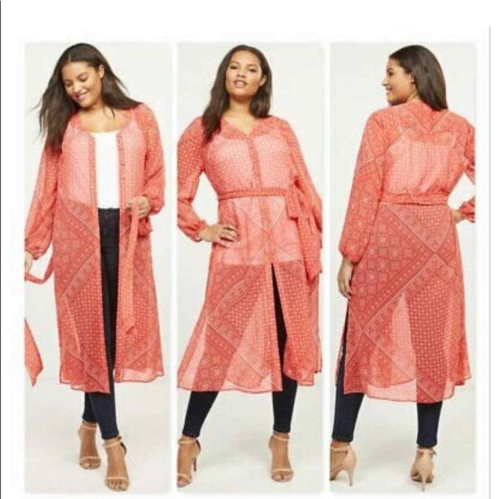Lane Bryant Scarf Print Maxi Over Piece Kimono Size 18/20